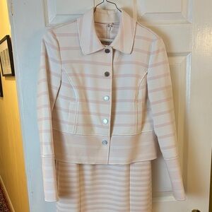 Beautiful Worth Pink and White Striped Dress Suit with Coordinated Jacket